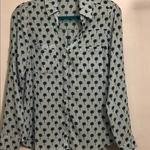 Portofino Blouse, palm tree print.